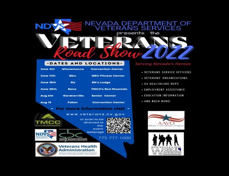 <p>NDVS is hosting the first ever 2022 Veterans Roadshow this summer and fall. Over the next few month’s we’ll be hosting a series of Veteran Resource Fairs from Winnemucca, to Ely, Reno, Pahrump, all the way to to Las Vegas and many other communities.</p>
