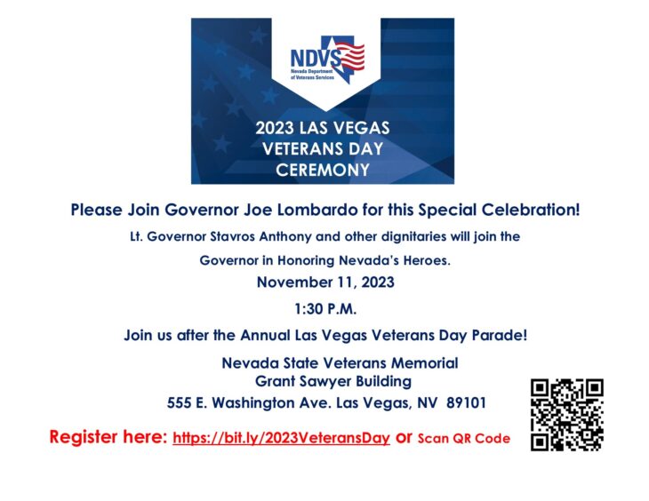 2023 Las Vegas Veterans Day Ceremony flyer